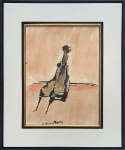 ALDEMIR MARTINS, Figura sentada - acrílica sobre cartão - 45x33 cm - acie 2003 (Com certificado da Galeria Contemporânea - assinado pelo artista)