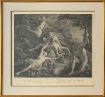 SEM ASSINATURA, Hercule Et Antée - gravura européia antiga - 50x60 cm 