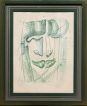 LUIZ GASPARETTO, Picasso - gravura psicografada 21/40 - 66x48 cm - acid