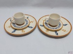 Trio de café com bolo em cerâmica da Home Style modelo Akumal. Medindo o prato de bolo 20cm de diâmetro.
