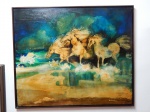 Sergio MARTINOLLI (Trieste, Itália, 1938) "Cavalos" óleo sobre madeira, 119,5 x 100,5cm. Assinado e datado 1972 no CID. Moldura 124 x 105 cm.