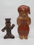 CERÂMICA, duas (2) esculturas figurativas inspiradas na antiga civilização Inca, medindo 25,5 cm e 15 cm altura.