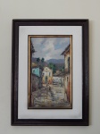 MARCOS ZEQUETTO, paisagem com casario e figura, OST, assinado e datado 86 no CID, (Carlos Marcos Gonçalves Zequetto, 1949, Guararapes, SP, pintor).