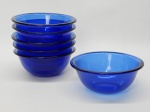VIDRO, seis (6) taças para sobremesa, tipo lavanda, tonalidade azul petróleo, translúcidas, medindo 11,5 cm diâmetro.