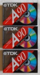 LOTE 3 Fitas Cassete K7 TDK A90 tape I Virgem Lacradas bias Normal. IMPORT Tailândia.