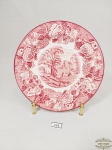 Prato Decorativo em Porcelana Inglesa Woods & Sons Rosa Cena Campestre. Medida:17 cm prato sobremesa