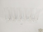 Jogo de 6 Taças Fluts em Cristal Translucido Pé Disco. Medida: 17,5 cm altura x 4,5 cm