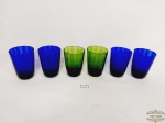 Jogo de 6 Copos Aperitivo em cristal Colorido. Medida: 8 cm altura x 6 cm diametro