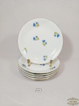 Jogo de 6  Pratos Sobremesa Porcelana Floral tonalidade  azuis   Renner. Medida 19 cm diametro