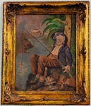 ALFREDO VOLPI (Lucca, 14 de abril de 1896 São Paulo, 28 de maio de 1988) - "Pescador" O.S.T, A.C.I.E, déc de 40. Magnificamente emoldurado. Med 67x56 cm (Com moldura). Obs: Acompanha declaração de autoria do artista, datada de 1980.