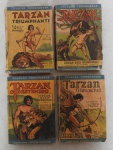 COLECIONISMO - Lote com 4 Livros de Tarzan da Companhia Editora Nacional - Edições da Déc. 40 apresentando marcas do tempo, páginas amareladas, capas no estado, apresentando pequenas perdas e amassados.