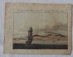 GRAVURA - Desenho Séc. XVII - C. Ermer - Caravela - Med. 19cm x 24cm - Apresenta manchas do tempo.