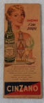 Antigo Quadrinho de propaganda de bebida Cinzano com figura Pin-up. Med. 12cm x 30cm
