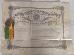 Antigo Diploma  da Escola Superior de Agricultura e Medicina Veterinária dos Estado Unidos do Brasil, Rio de Janeiro, Diploma datado de 15/08/1933, no lado esquerdo com porta selo em prata e fitilho original. Med.37cm x 48cm