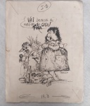 MARCUS - Desenho antigo à nanquim para ser publicado em revista datado de 1975 - Med. 25cm x 32,5cm