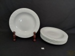 Jogo de 6 Pratos Massas Porcelana Branca Decorada Com Folhas Relevo . Medida: 23 cm diametro