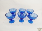 Jogo de 6 Taças Sorvete / Sobremesa em Vidro Azul Cobalto. Medida: 11,5 cm x 11 cm diametro