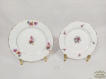 2 Pratos Decorativos Porcelana Floral Barão Rio Branco. Medida: 16 cm diametro apresenta Fio e Pequenos Bicados