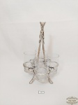 Christofle -Suporte com 4 copos aperitivo em Prata Christofle Francesa. Medida: Suporte 24 cm altura e 4 copos 8 cm altura x 5 cm diametro