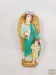 Imagem Santo São Rafael de Arcanjo em  estuque policromado . Medida: 31 cm altura