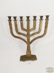 Candelabro Menorah Judaico 7 Velas em Metal Dourado Origem Jerusalem .Medida:42 cm altura