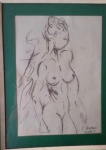 Roberto Burle Marx - "Nu feminino". Desenho a carvão, assinado no canto inferior direito, medindo 45x32cm.
