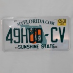 Linda placa americana de automóvel do estado da Florida, especial encomenda do proprietário de um automóvel Hudson 1949, da cidade de Orlando. medindo 15,5 x 30,5 cm