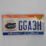 Linda placa americana de automóvel do estado da Florida, especial da Universidade da Florida,  medindo 15,5 x 30,5 cm