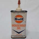 Antiga lata de óleo americana Gulf, para lubrificação de itens domésticos, formato retangular, 4 Oz, cerca de 118 ml, 12,5 cm de altura