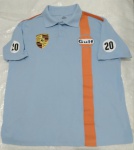 Camisa Polo Fórmula Retrô -  Porsche Gulf  # 20  azul/laranja - Tamanho GG  medidas: 59 cm de largura X 70cm de comprimento  100% algodão -  usada, muito bem conservada