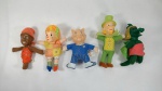 Brinquedo antigo ESTRELA - Linda coleção com 5 bonecos do sítio do Pica Pau amarelo, personagens: Cuca, Rabicó, Saci, Visconde de Sabugosa e Emília. Medem aproximadamente 11cm de altura