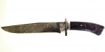 Faca Bowie 10 polegadas, Cabo em Burl de amboia estabilizado, Pino mosaico, Damasco 1095 e 15n20 - Cuteleiro Bladesmith Paulo Teato. Acompanha case. Não tem bainha. Peça de coleção, nunca foi usada.