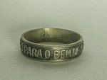 MILITARIA - Revolução de 1932, aliança da Campanha Ouro para o Bem de São Paulo em latão prateado.