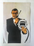 COLECIONISMO - Cartaz ilustrado do famoso Agente 007 James Bond , medindo 40 x 26,5 cm.