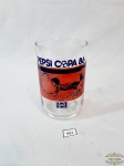 Copo Agua / Suco  Com logo Pepsi  Copa 86  Peixinho em Vidro Medida:11 cm altura x 6,5 cm diametro