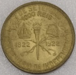V#123  ANTIGA MOEDA DO BRASIL ( REPÚBLICA ) 1.000 RÉIS ANO DE 1922 PEÇA EM EXCELENTE ESTADO DE CONSERVAÇÃO /  BRONZE ALUMÍNIO