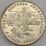 KM#30 MOEDA COMEMORATIVA DO LAOS " COPA DO MUNDO ITÁLIA 1190 "  10 KIP ANO DE CUNHAGEM: 1989  CUPRO NÍQUEL PEÇA COM 29,5 mm  PEÇA EM EXCELENTE ESTADO DE CONSERVAÇÃO
