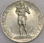 KM#6  ANTIGA MOEDA DO VATICANO " PAPA PIO XI " 2 LIRAS ANO DE 1934  NÍQUEL PEÇA COM 29,0 mm SOBERBA CUNHAGEM BAIXA DE APENAS 50.000 MIL PEÇAS