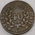KM#391  ANTIGA MOEDA DE COBRE DO REINO DE PORTUGAL 40 RÉIS ANO DE 1830  PEÇA COM 38,2 g E COM 36,5 mm  MBC