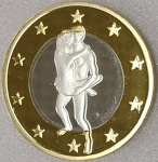 6 SEX EUROS - É UMA MOEDA FANTASIA QUE POSSUI 34 MODELOS COM POSIÇÕES SEXUAIS DIFERENTES... É BIMETÁLICA E TEM 31,0 mm ...O OUTRO LADO DA MOEDA É IGUAL EM TODOS OS MODELOS E TEM VALOR FICTÍCIO DE " 6 SEXO EUROS " É UMA PEÇA EXÓTICA QUE VALE APENA TER " UMA " EM SUA COLEÇÃO ...