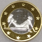 6 SEX EUROS - É UMA MOEDA FANTASIA QUE POSSUI 34 MODELOS COM POSIÇÕES SEXUAIS DIFERENTES... É BIMETÁLICA E TEM 31,0 mm ...O OUTRO LADO DA MOEDA É IGUAL EM TODOS OS MODELOS E TEM VALOR FICTÍCIO DE " 6 SEXO EUROS " É UMA PEÇA EXÓTICA QUE VALE APENA TER " UMA " EM SUA COLEÇÃO ...