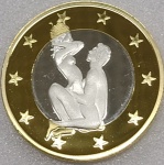 6 SEX EUROS - É UMA MOEDA FANTASIA QUE POSSUI 34 MODELOS COM POSIÇÕES SEXUAIS DIFERENTES... É BIMETÁLICA E TEM 31,0 mm ...O OUTRO LADO DA MOEDA É IGUAL EM TODOS OS MODELOS E TEM VALOR FICTÍCIO DE " 6 SEXO EUROS " É UMA PEÇA EXÓTICA QUE VALE APENA TER " UMA " EM SUA COLEÇÃO ...