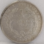 KM#17a ANTIGA E ESCASSA MOEDA DE PRATA DO URUGUAI 1 PESO ANO DE 1893  MBC PRATA 900  PEÇA COM 25,0 g E COM 37,0 mm