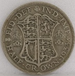 KM#835  ANTIGA MOEDA DE PRATA DO REINO UNIDO 1/2 COROA ANO DE 1933 MBC PRATA 500  PEÇA COM 14,1 g E COM 32,3 mm " REI JORGE V "
