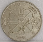 KM#797  ANTIGA MOEDA DE PRATA DA ESPANHA 100 PESETAS 1966-67  SOBERBA PRATA 800  PEÇA COM 19,0 g E COM 34,0 mm " FRANCISCO FRANCO "