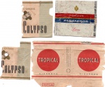LOTE CONTENDO 4 PEDAÇOS DE EMBALAGENS DE CIGARROS " TROPICAL - CALYPSO ( 2 ) E CIGARROS PARATODOS  "