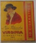ANTIGA EMBALAGEM DE CIGARROS " VIRGINIA - MISS BLANCHE " CORTADA
