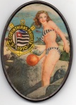 RARIDADE - ANTIGO ESPELHO OVALADO ALUSIVO A " S.C. CORINTHIANS PAULISTA " PEÇA DE ÉPOCA COM DIMENSÃO DE 5,0 x 7,2 cm