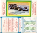 ANTIGA TABELA DE FUTEBOL " CAMPEONATO BRASILEIRO " A FRENTE ILUSTRAÇÃO DE UM CARRO DE CORRIDA " FÓRMULA 1 "