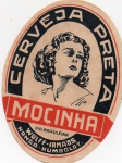 ANTIGO RÓTULO " CERVEJA PRETA MOCINHA " INDÚSTRIA BRASILEIRA  WULFF-IRMÃOS DE HANSA-HUMBOLDT HOJE ATUAL CORUPA EM SANTA CATARINA, DIMENSÃO 10,1 x 7,3 cm